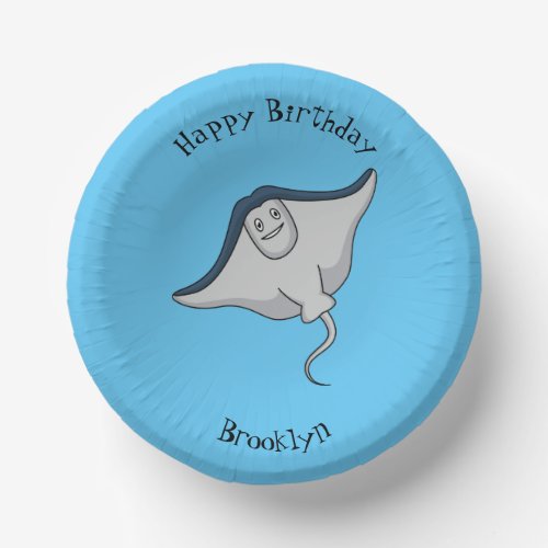 Happy stingray fish cartoon illustration paper bowls