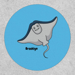 Happy stingray fish cartoon illustration patch