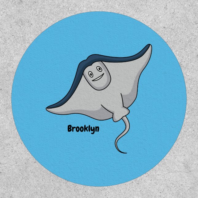 Happy stingray fish cartoon illustration  patch (Front)
