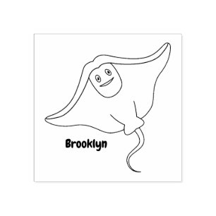 Happy stingray fish cartoon illustration rubber stamp