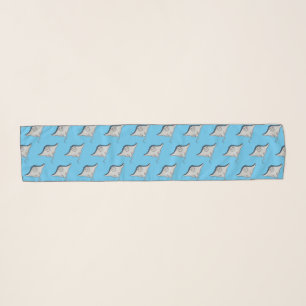 Happy stingray fish cartoon illustration scarf