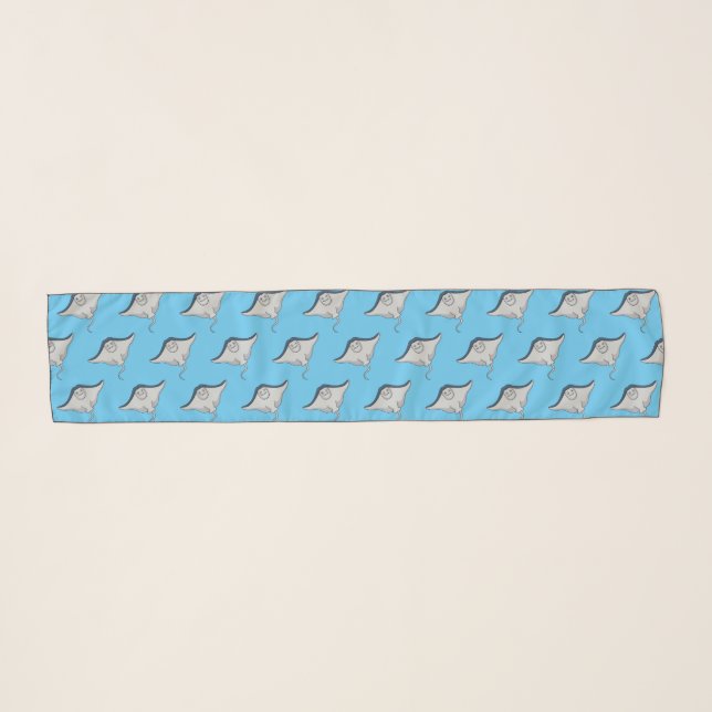 Happy stingray fish cartoon illustration scarf (Front (Horizontal))