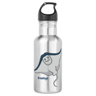 Happy stingray fish cartoon illustration  stainless steel water bottle