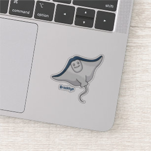 Happy stingray fish cartoon illustration sticker