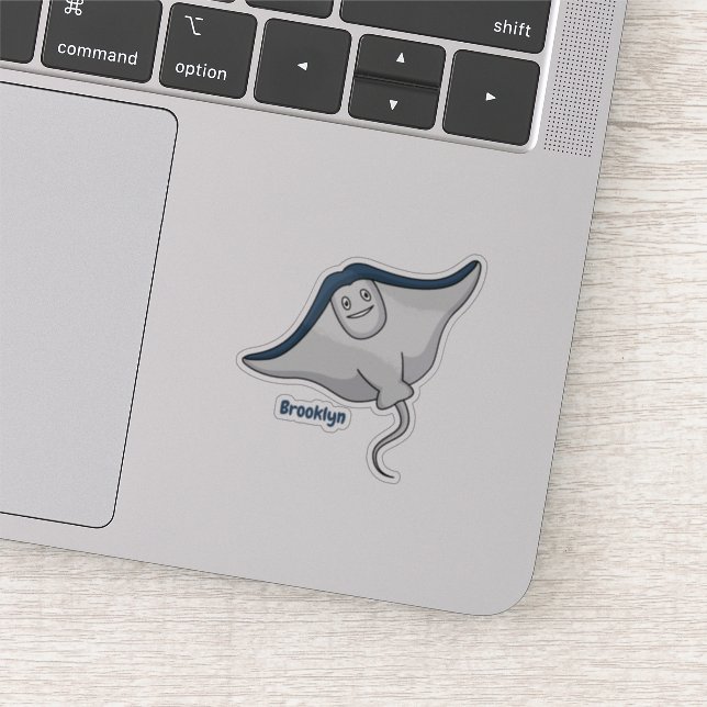 Happy stingray fish cartoon illustration sticker (Detail)