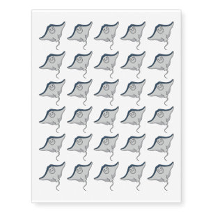 Happy stingray fish cartoon illustration temporary tattoos