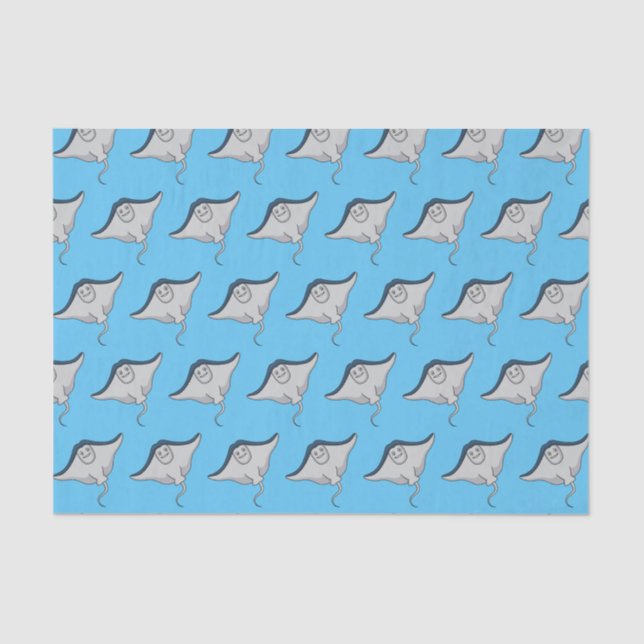 Happy stingray fish cartoon illustration tissue paper (Front)