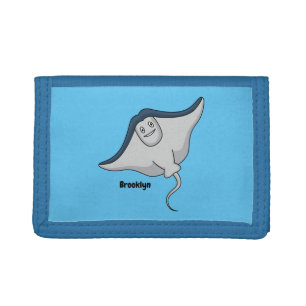 Happy stingray fish cartoon illustration tri-fold wallet