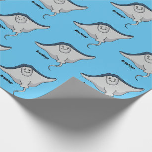 Happy stingray fish cartoon illustration wrapping paper