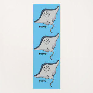 Happy stingray fish cartoon illustration yoga mat
