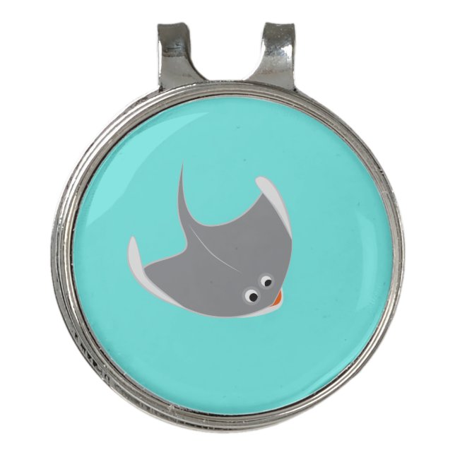 Happy Stingray Golf Hat Clip (Front)