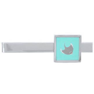 Happy Stingray Silver Finish Tie Bar
