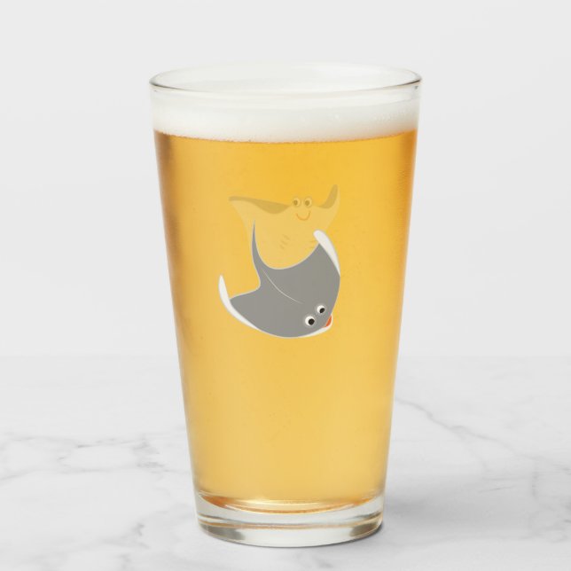 Happy Stingrays Glass (Front Filled)