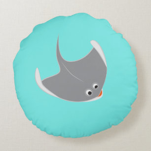 Happy Stingrays Round Pillow