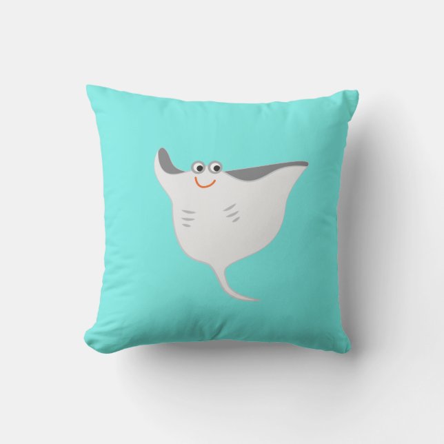 Happy Stingrays Throw Pillow (Front)