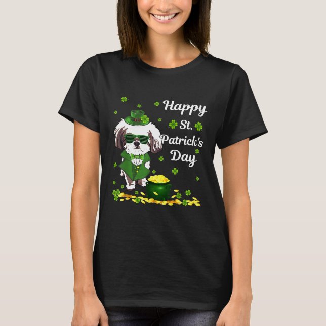 Happy Stpatricks Shih Tzu Dog T-Shirt (Front)