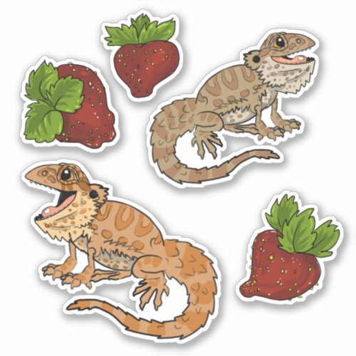 Happy Strawberry Bearded Dragons Sticker