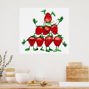 Happy Strawberry Family Fruit Pyramid Poster