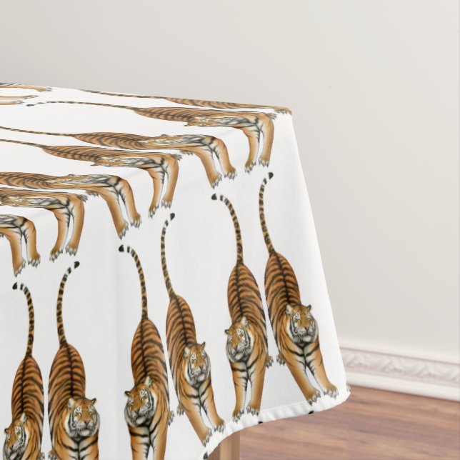 Happy Stretching Bengal Tiger Tablecloth (In Situ)