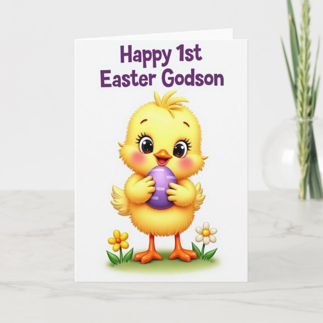 Happy Striped Egg Bird Card (Front)