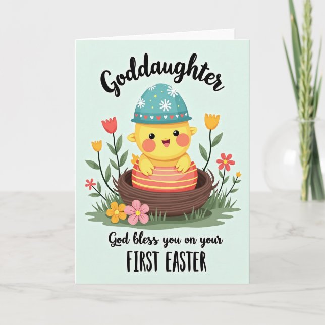 Happy Striped Nestling Card (Front)