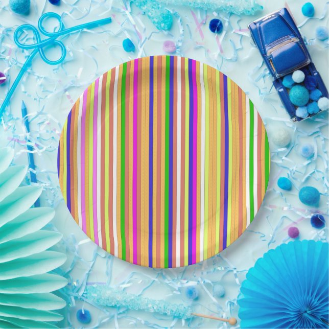 Happy Stripes Paper Plates (Party)