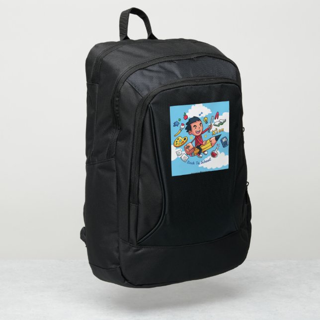 Happy Student Back To School Black Port Authority® Backpack (Left Corner)