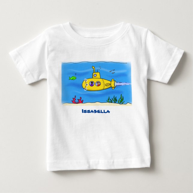 Happy submarine cartoon baby T-Shirt (Front)
