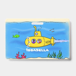 Happy submarine cartoon badge