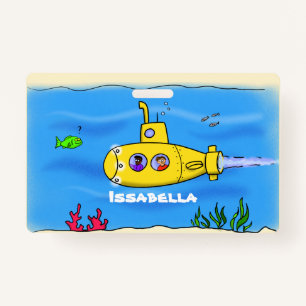 Happy submarine cartoon badge
