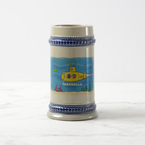 Happy submarine cartoon beer stein