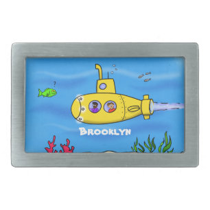 Happy submarine cartoon belt buckle