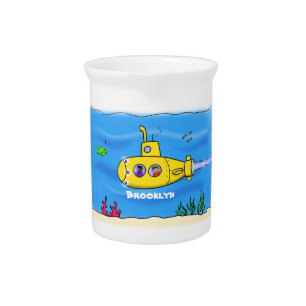 Happy submarine cartoon beverage pitcher
