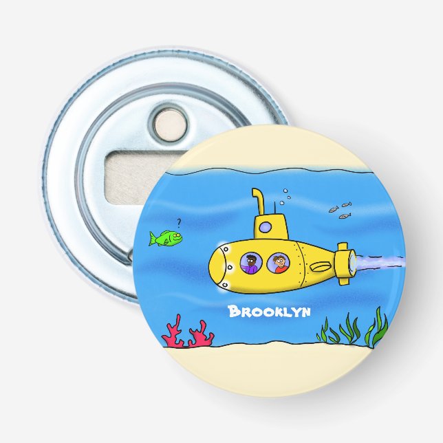 Happy submarine cartoon bottle opener (Front)