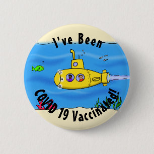 Happy submarine cartoon button