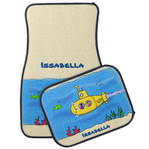 Happy submarine cartoon car floor mat