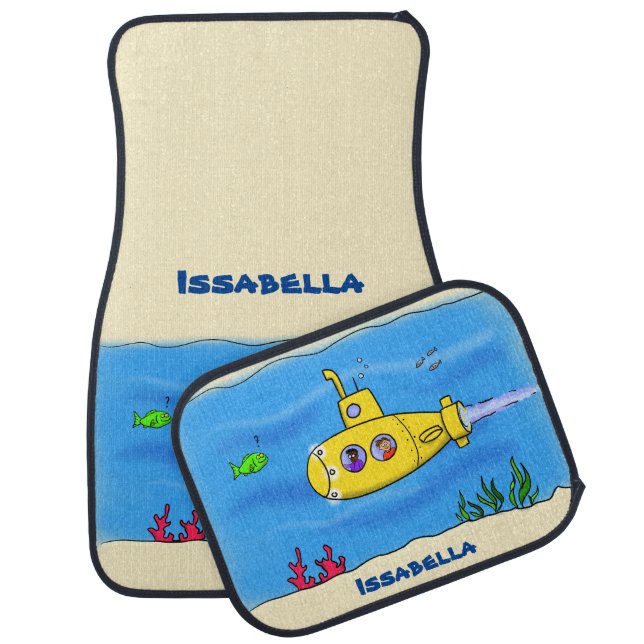 Happy submarine cartoon car floor mat (Set)