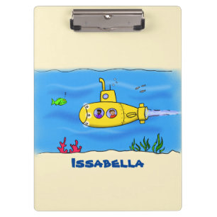 Happy submarine cartoon clipboard