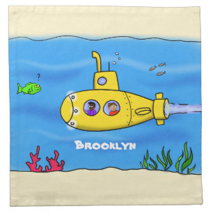 Happy submarine cartoon cloth napkin
