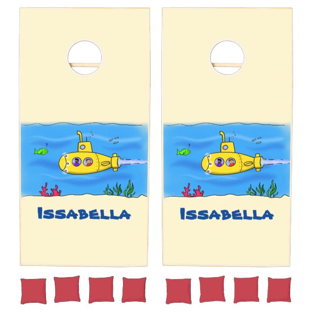 Happy submarine cartoon cornhole set (Set)