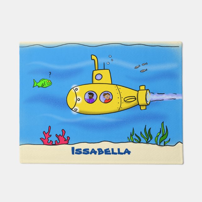 Happy submarine cartoon doormat (Front)