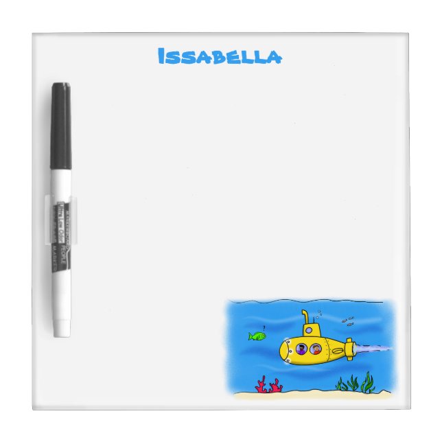 Happy submarine cartoon dry erase board (Front)