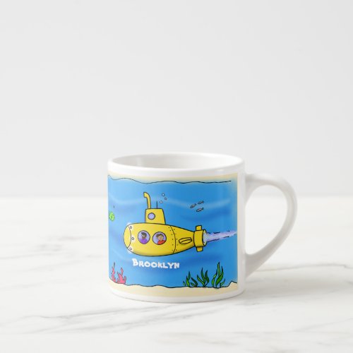 Happy submarine cartoon espresso cup