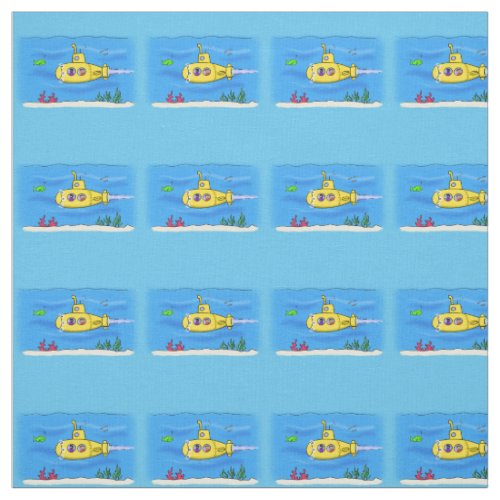 Happy submarine cartoon fabric