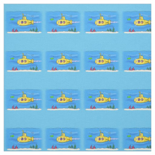 Happy submarine cartoon fabric