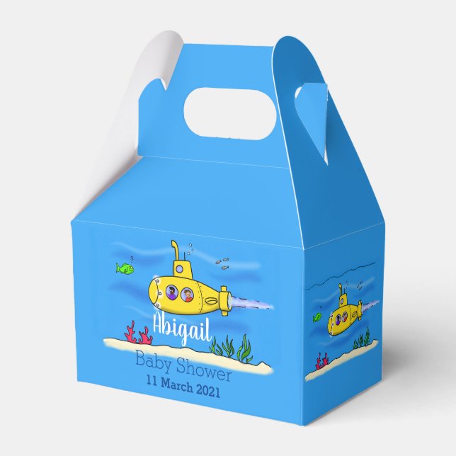 Happy submarine cartoon favor boxes (Front Side)