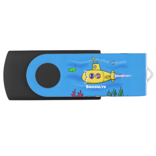 Happy submarine cartoon flash drive