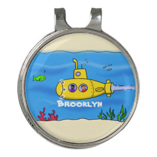 Happy submarine cartoon golf hat clip