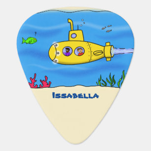 Happy submarine cartoon guitar pick