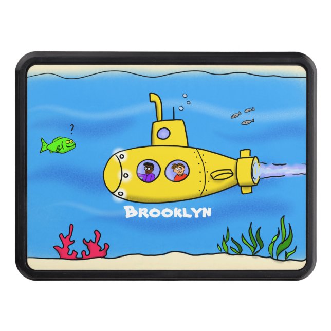 Happy submarine cartoon hitch cover (Front)
